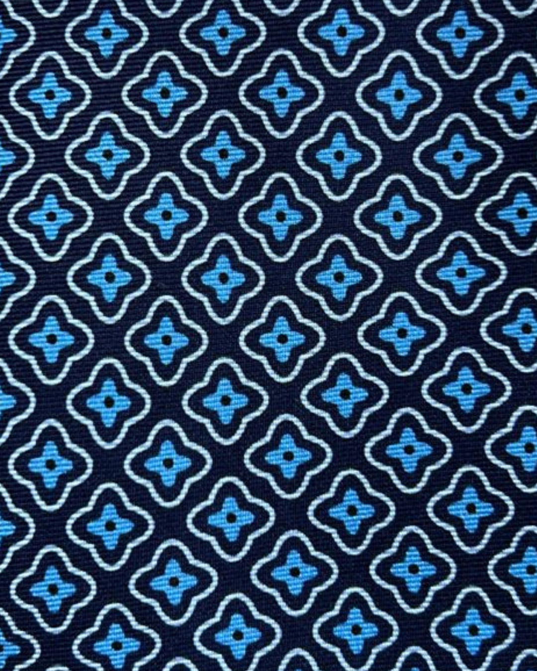 Gravata Seda Azul Marinho Trevo Azul Claro