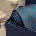 Gravata Jacquard de Seda Riscas e Quadrados Laranjas