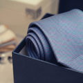 Gravata Jacquard de Seda Azul Claro Riscas Azul e Rosa