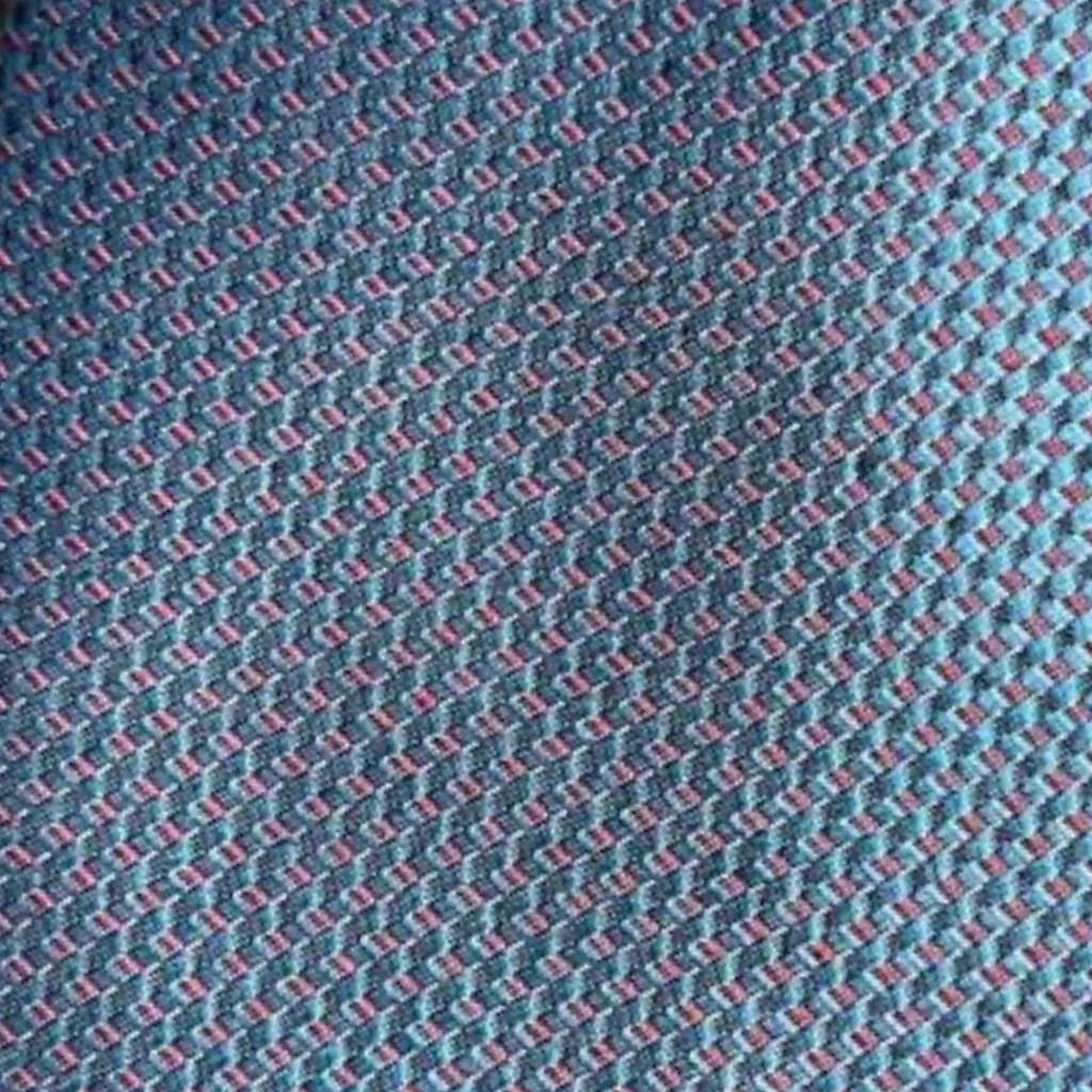 Gravata Jacquard de Seda Azul Claro Riscas Azul e Rosa