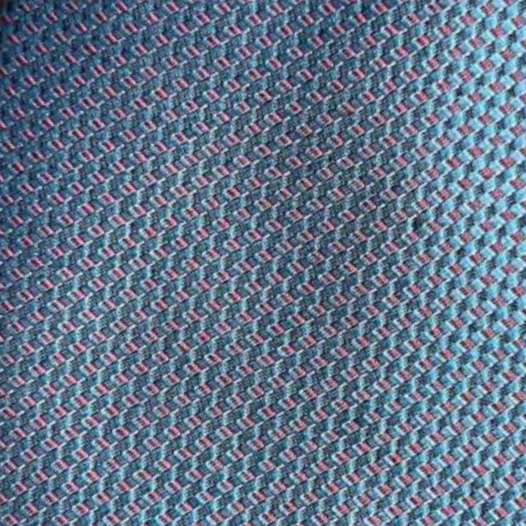 Gravata Jacquard de Seda Azul Claro Riscas Azul e Rosa