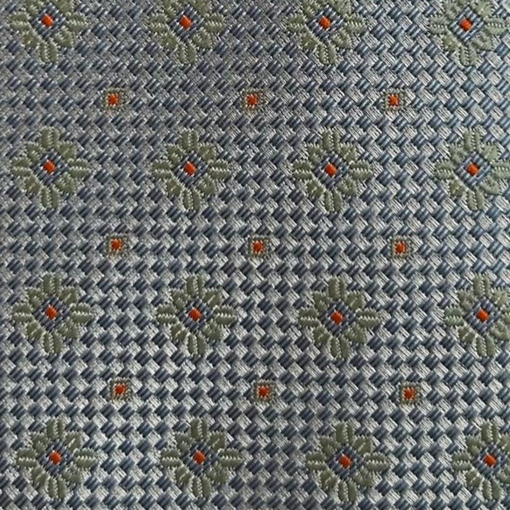 Gravata Azul Claro Quadrados e Pontos Laranjas
