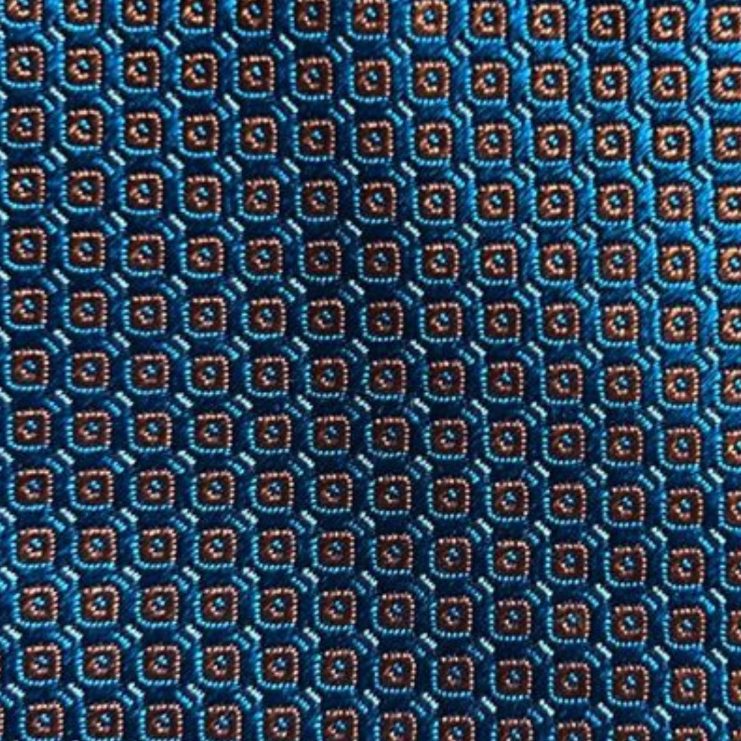 Gravata Jacquard de Seda Riscas e Quadrados Laranjas